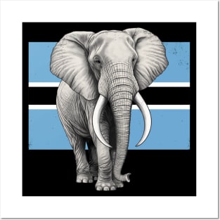 Elephant Flag of Botswana Posters and Art